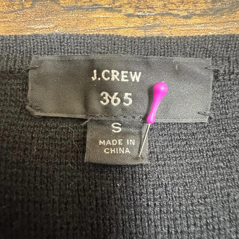 J Crew 365 Black Merino‎ Wool Blend Cardigan Sweater Jacket Size S open front